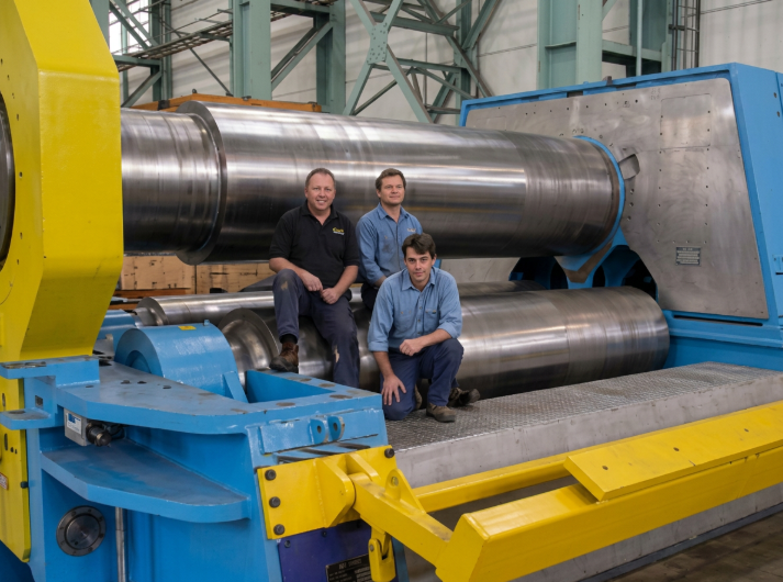 CNC Machinery Sales Australia team with plate rolling machine